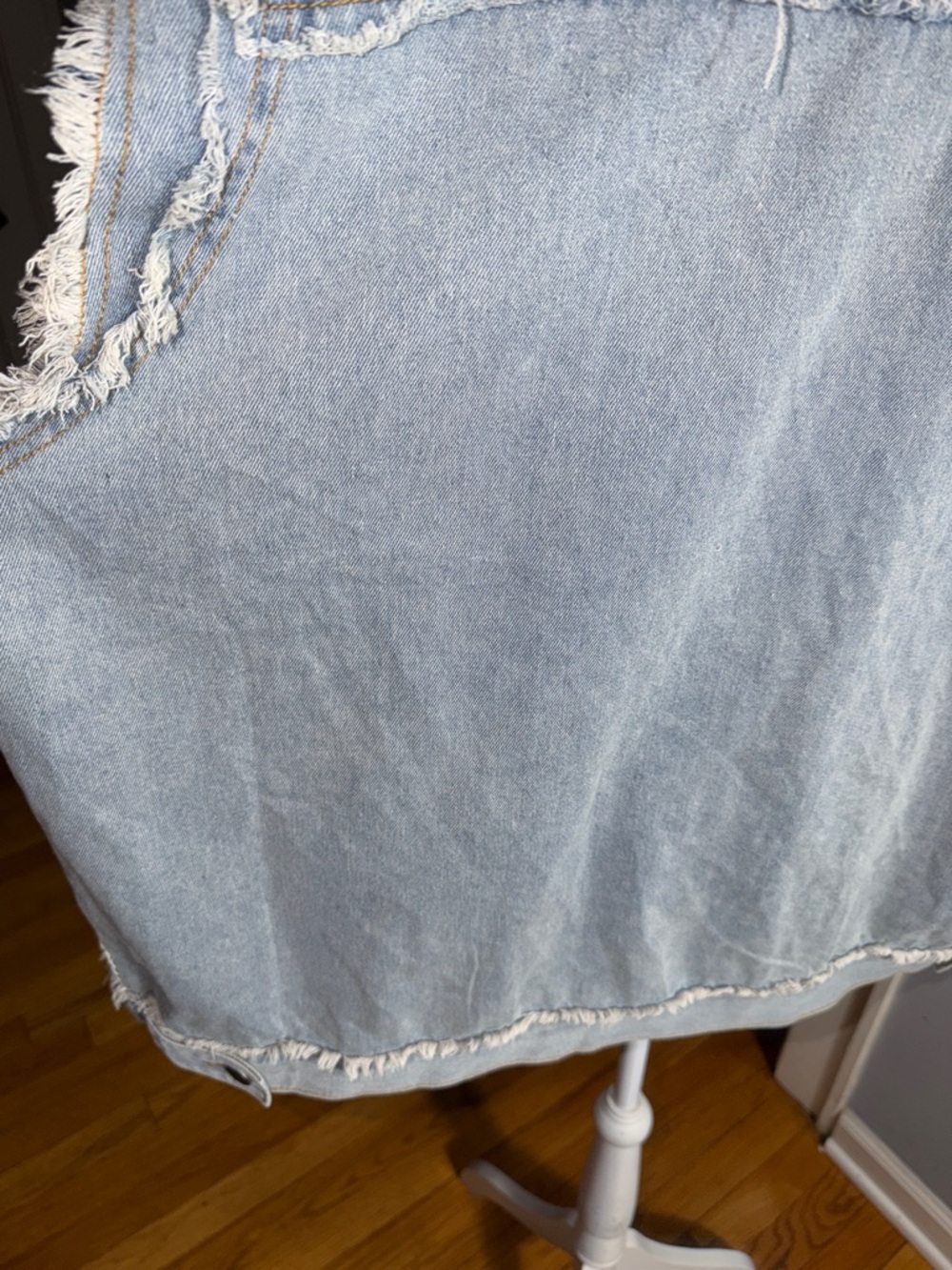 POL Light Blue Denim Vest with White Lace Inset - Picture 8 of 11